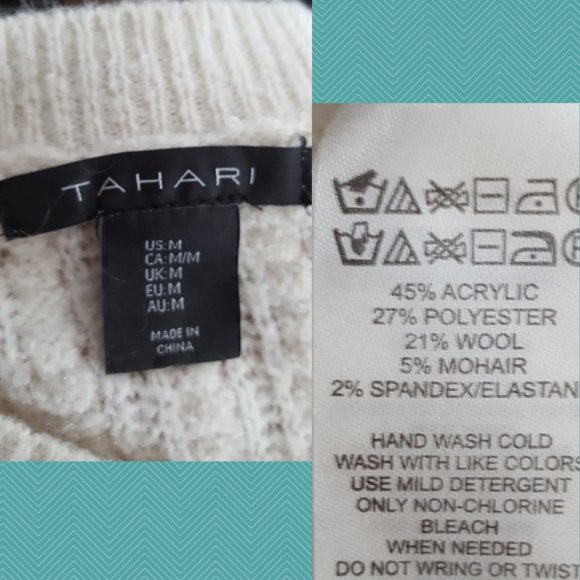 Tahari Ivory Cable Knit Fisherman Tiered Sweater Tunic - Picture 5 of 5